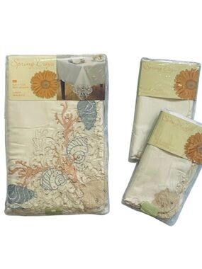 Spring Days by Newbridge Seashell Cutwork Tablecloth and Napkin Set
